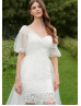 Off Shoulder Ivory Lace Tulle Garden Wedding Dress